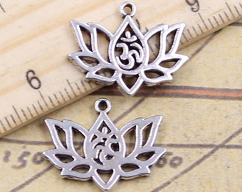 40pcs Yoga Lotus charms pendant 21x17mm antique silver ornament accessories jewelry making DIY handmade craft base material