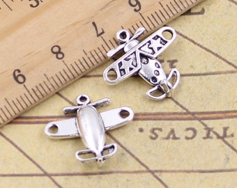 30 Stück Flugzeuge Charme Anhänger 18x19mm antikem Silber Ornament Zubehör Schmuckherstellung DIY Handarbeit Basismaterial