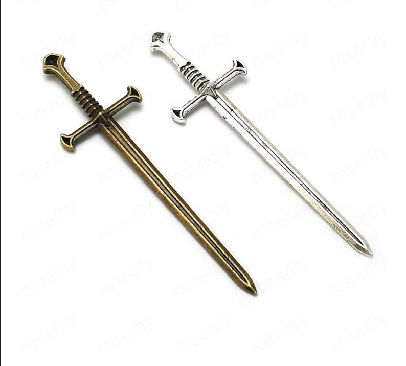 10pcs Sword charms 88x25mm Antique silver/Antique bronze ornament accessories jewelry making DIY handmade craft base material image 1