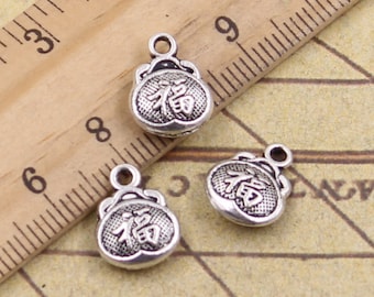 40pcs Lucky bag charms pendant 13x10mm antique silver ornament accessories jewelry making DIY handmade craft base material