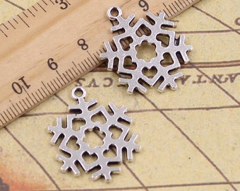 20 stks Sneeuwvlok bedels hanger 29 x 23 mm antiek zilveren ornament accessoires sieraden maken DIY handgemaakt ambachtelijk basismateriaal: