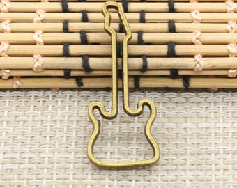 10pcs Guitar charms pendant 40x17mm antique bronze ornament accessories jewelry making DIY handmade craft base material