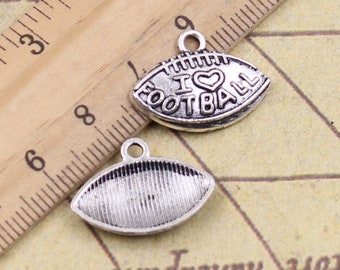 30pcs Letter "I love football" hanging tag charms pendant 21x15mm antique silver jewelry accessories jewelry making DIY handmade craft