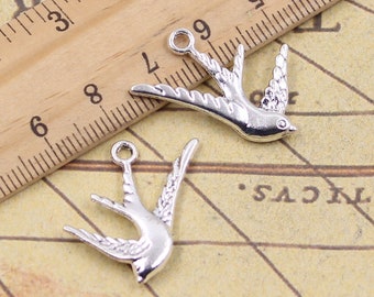 20pcs Swallows charms pendant 26x25mm antique silver ornament accessories jewelry making DIY handmade craft base material