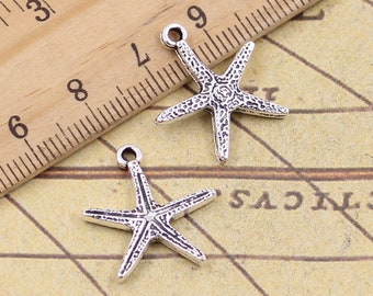 40 Stück Seestern Charms Anhänger 20x18mm antikes Silber Ornament Zubehör Schmuckherstellung DIY Handarbeit Basismaterial