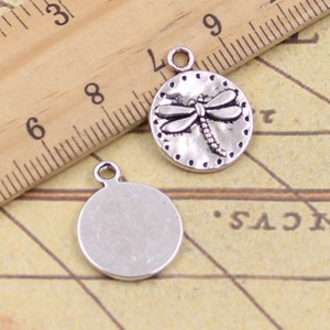 30 peças pingentes de libélula 15 mm ornamentos de prata antiga acessórios para fazer joias faça você mesmo material de base para artesanato