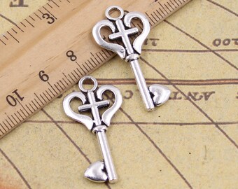 20 stks liefde Key charms hanger 33x16mm antiek zilveren ornament accessoires sieraden maken DIY handgemaakte ambachtelijke basismateriaal