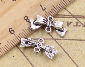 50 Stück Bowknot Link 20x9mm antikem Silber Ornament Zubehör Schmuckherstellung DIY Handarbeit Basismaterial