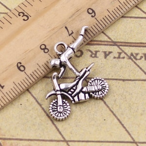 10pcs Motorcycle acrobatics charms pendant 25x25mm antique silver jewelry accessories jewelry making DIY handmade craft