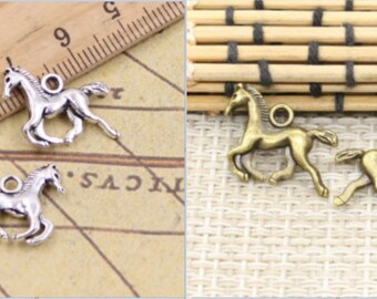 30 pièces pendentif à breloques cheval fin 22x15mm argent antique/bronze antique ornement accessoires fabrication de bijoux bricolage fait main artisanat matériau de base