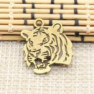 10pcs Tiger charms pendant 27x24mm Antique silver/Antique bronze ornament accessories jewelry making DIY handmade craft base material Antique bronze