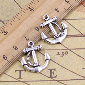 20pcs Anchor with rope charms pendant 22x20mm antique silver ornament accessories jewelry making DIY handmade craft base material