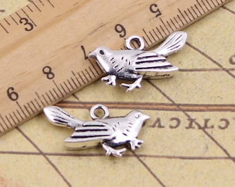 10 pezzi Ciondolo a forma di gazza 25 x 14 mm argento antico ornamento accessori creazione di gioielli fai da te materiale artigianale fatto a mano