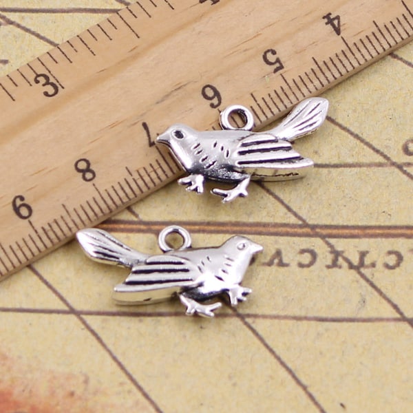 10pcs Magpie charms pendant 25x14mm antique silver ornament accessories jewelry making DIY handmade craft material