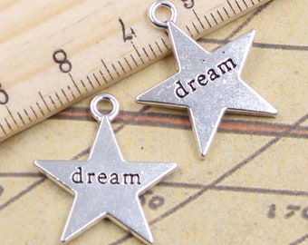 20 stuks Star dream charms hanger 23x20mm antiek zilveren ornament accessoires sieraden maken DIY handgemaakte ambachtelijke basismateriaal