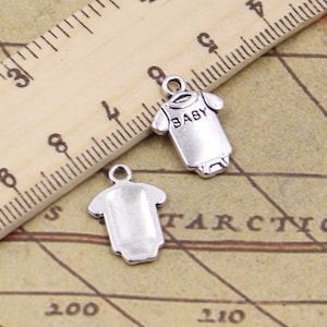 50pcs Baby clothes charms pendant 17x12mm antique silver ornament accessories jewelry making DIY handmade craft material