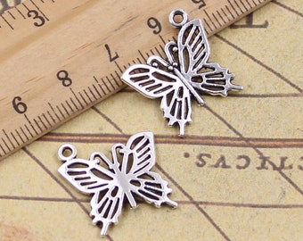 40pcs Butterfly charms pendant 20*19mm antique silver jewelry charms jewelry making DIY handmade craft