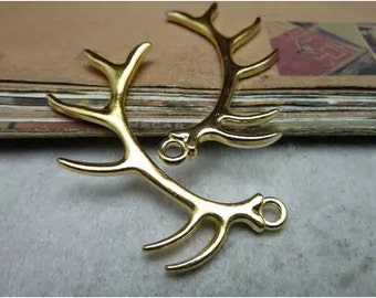 5pcs Antler Charms pendant 32x68mm Golden ornament accessories jewelry making DIY handmade craft base material