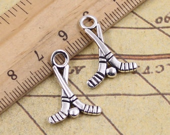 50 Stück Hockeyschläger Charms Anhänger 16 * 23 mm Antik Silber Ornament Zubehör Schmuckherstellung DIY Handarbeit Basismaterial
