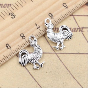 30pcs Cock charms Rooster pendant 18X12mm antique silver ornament accessories ornament making DIY handmade craft base material