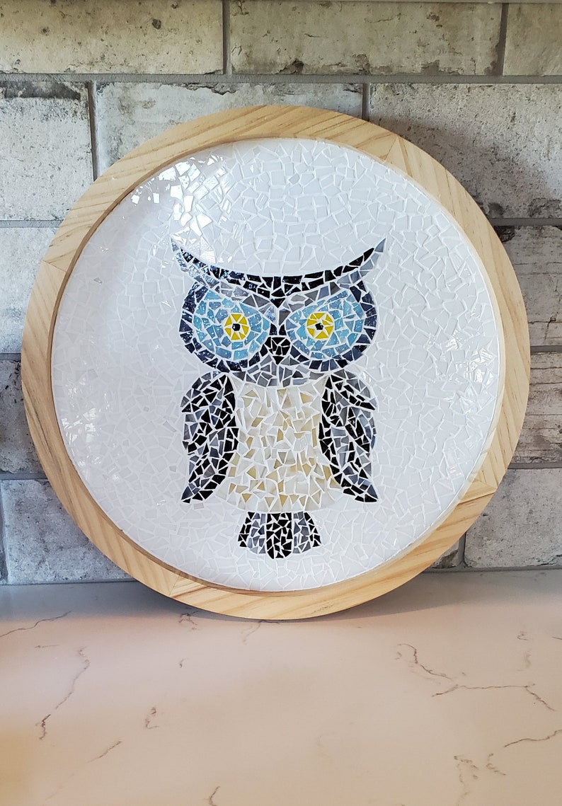Round Owl Mosaic Panel Round Owl Mosaic Panel