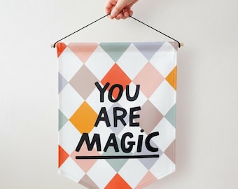 You Are Magic Fabric Banner, Kids Wall Art, Playroom Decor