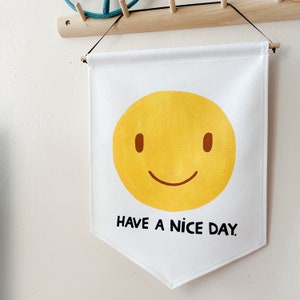 Yellow Smiley Cotton Banner: Happy Kids Room Decor