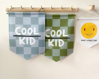 Cool kid checkered banner - choose colour