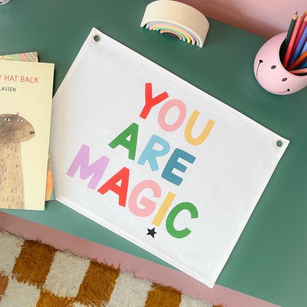 You are Magic - wall hanging | Cotton canvas kids room decoration | Colourful kids rooms | Kids wall hanging