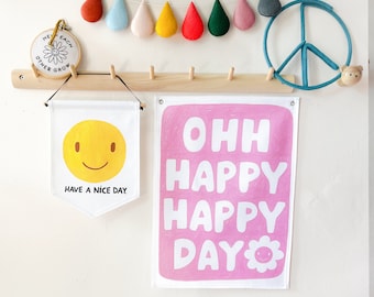 Oh happy happy day - wall hanging | Lilac | Kids decor | Wall Banner | Kids wall decoration | Nursery wall art