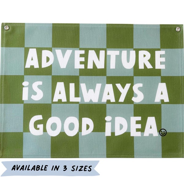 Adventure Wall Hanging | Checkered Organic Cotton Boys Room Decor