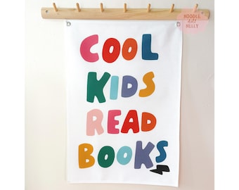 Cool Kids Read Books Wall Hanging, Kids Room Wall Decor, Reading Nook Decor