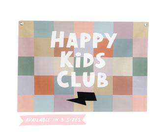 Happy kids club - cotton wall hanging | Wall art for nursery | Modern kids room decor | cotton banner | Kids wall hanging