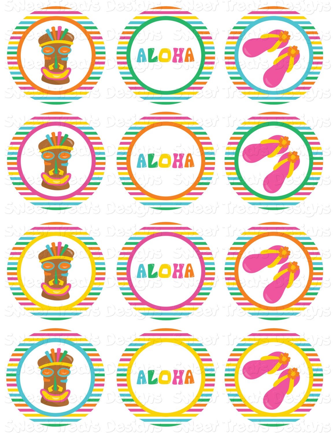 Luau Cupcake Toppers, Luau Party, Luau Birthday Cupcake Toppers, Luau