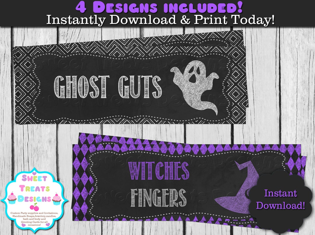 Halloween Treat Bag Toppers, Halloween Chalkboard Treat Bag Toppers, 4 ...