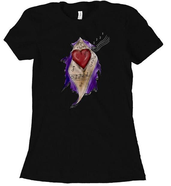 red and purple graphic tee