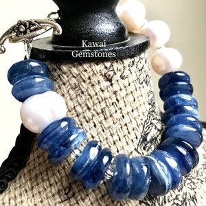 Blue Kyanite & Freshwater Pearl Bracelet