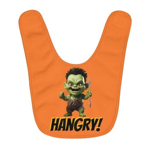 Halloween Frankenstein Hangry! Fleece Baby Bib