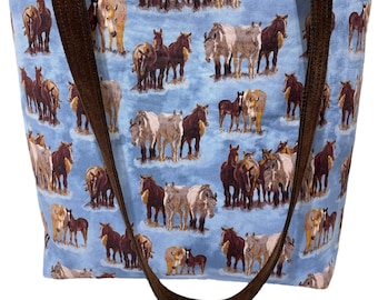 Horse shoulder Tote Bag: Western Cowgirl Purse, Equestrian handmade
