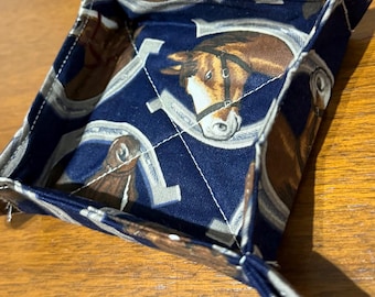 Horse Travel Valet Tray: Equestrian Fabric Catch-All