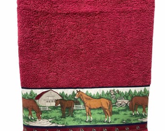 Horse towel  bathroom hand towel camper  decor horse trailer hanging towel  Equestrian home decoration Western theme cowgirl gift handmade