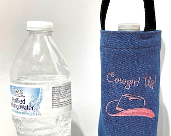 Water bottle carrier horse embroidery - Saddle Bag Equestrian Gift