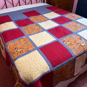Quilt Horse patchwork Equestrian  Queen size bedding Cowgirl home decoration horse living quarter horse trailer     handmade gift