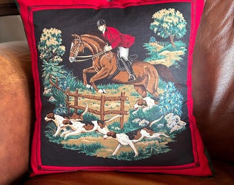 Horse Fox Hunting Pillow Cover, Equestrian Decor
