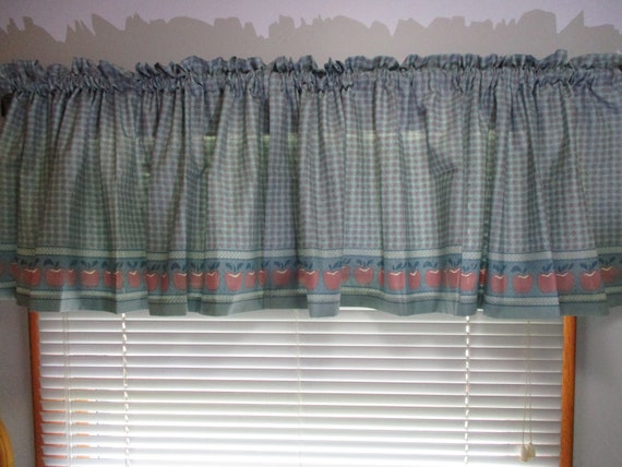 Country Kitchen Cottage Valance Window Topper Green Apples Etsy