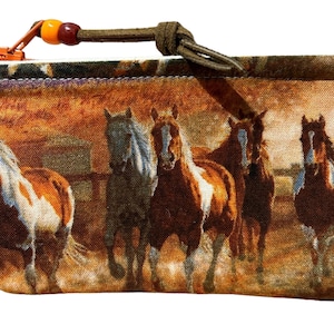 Horse Coin pouch zipper top bag  Equestrian gift cowgirl bag gift card pouch handmade