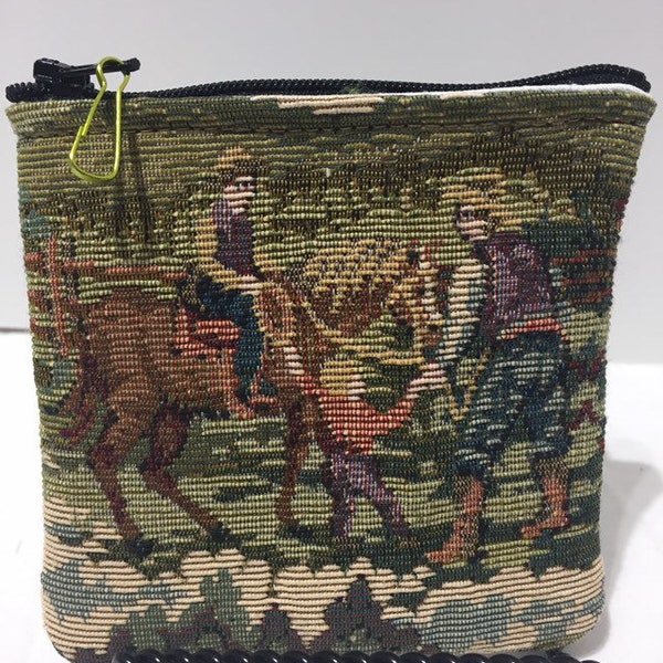 Horse coin  pouch  zipper top bag Western coin bag  cowboy change bag Equestrian gift bag  Cowgirl purse  handmade