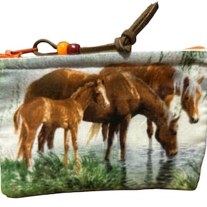Horse Coin pouch zipper top bag  Equestrian gift cowgirl bag gift card pouch handmade