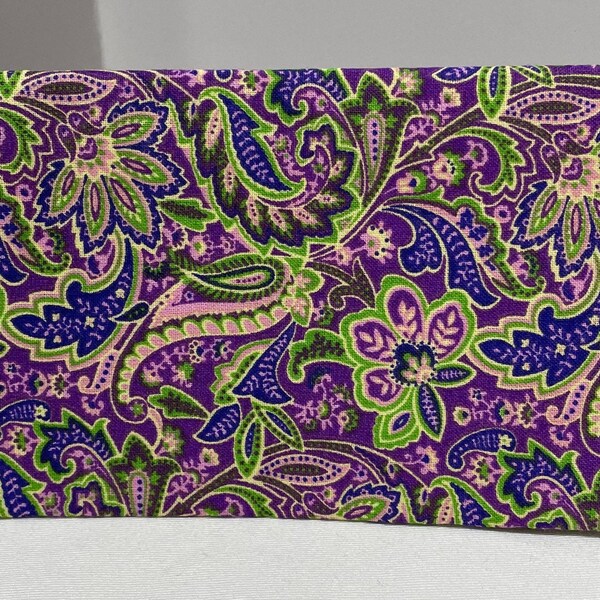 Check book cover purple PAISLEY  note coupon holder  fabric handmade gift