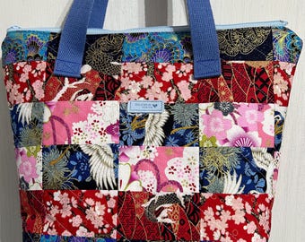Patchwork shoulder bag quilted tote purse